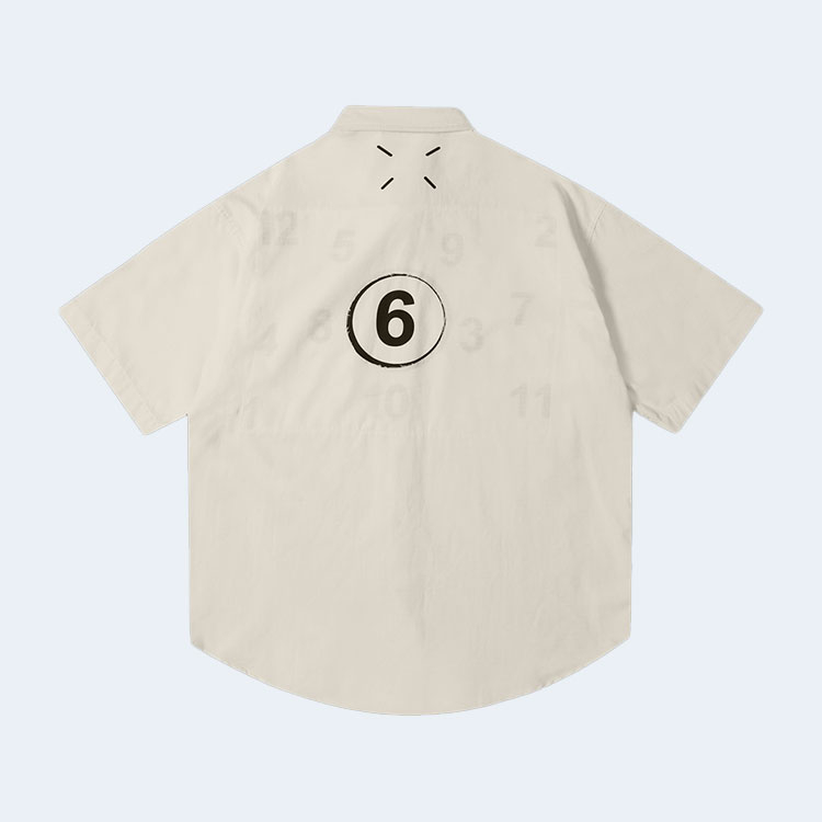 메종 마르지엘라 홀 워싱 포켓 셔츠 베이지